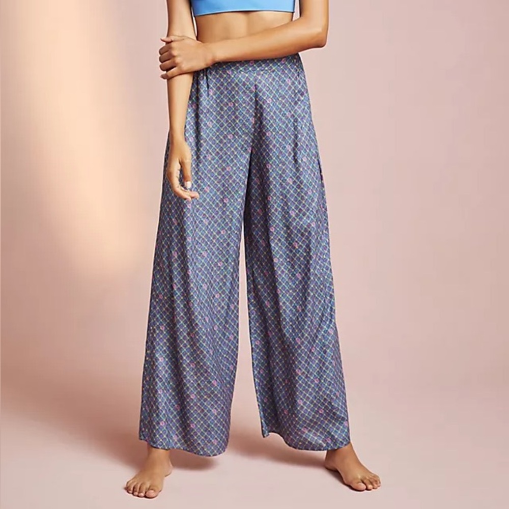 Anthropologie Floreat Wide Leg Floral Geometric Printed Lounge Pants Size Small